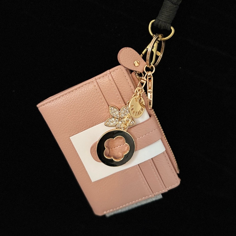 Elegant Pink Card Holder with Gold Accents